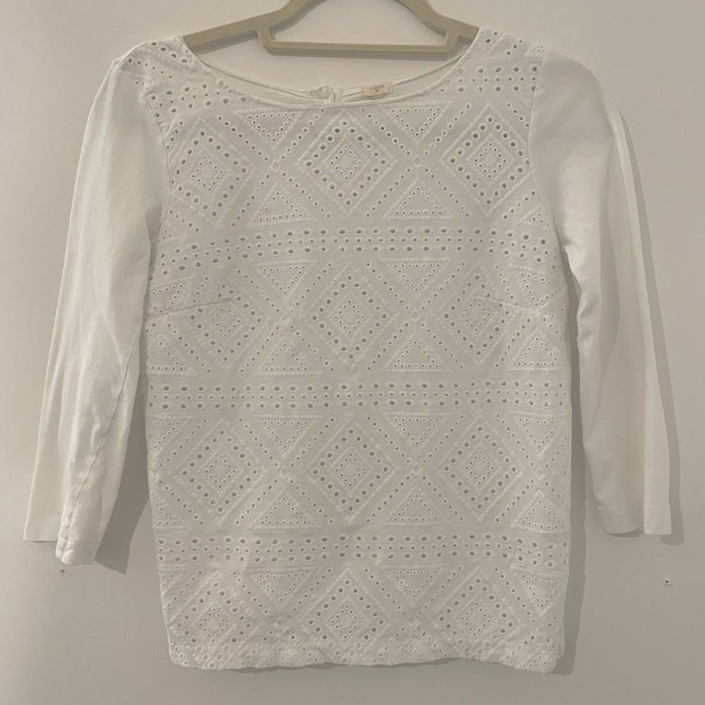 JCrew eyelet top with button down back